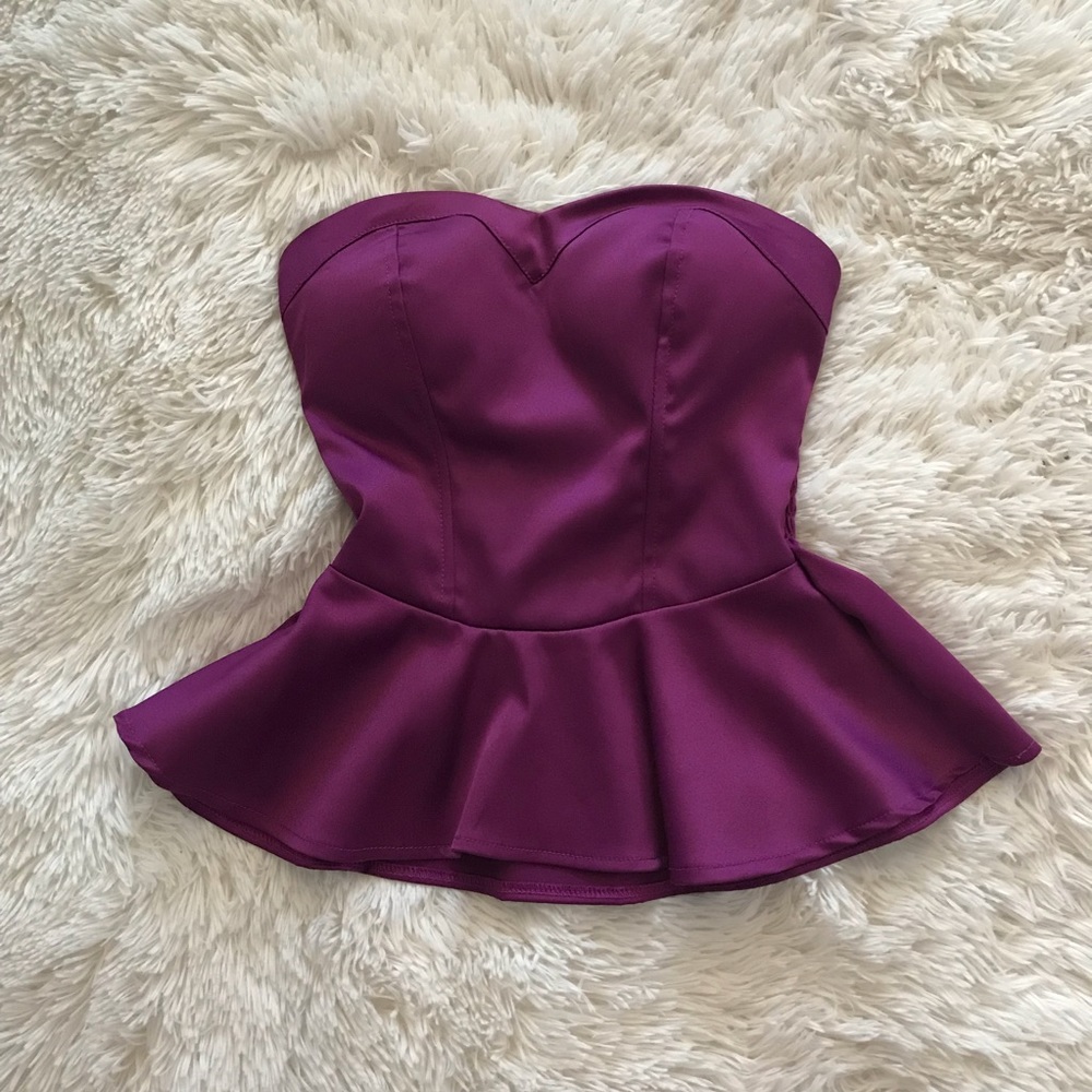 Satin Purple Peplum Top